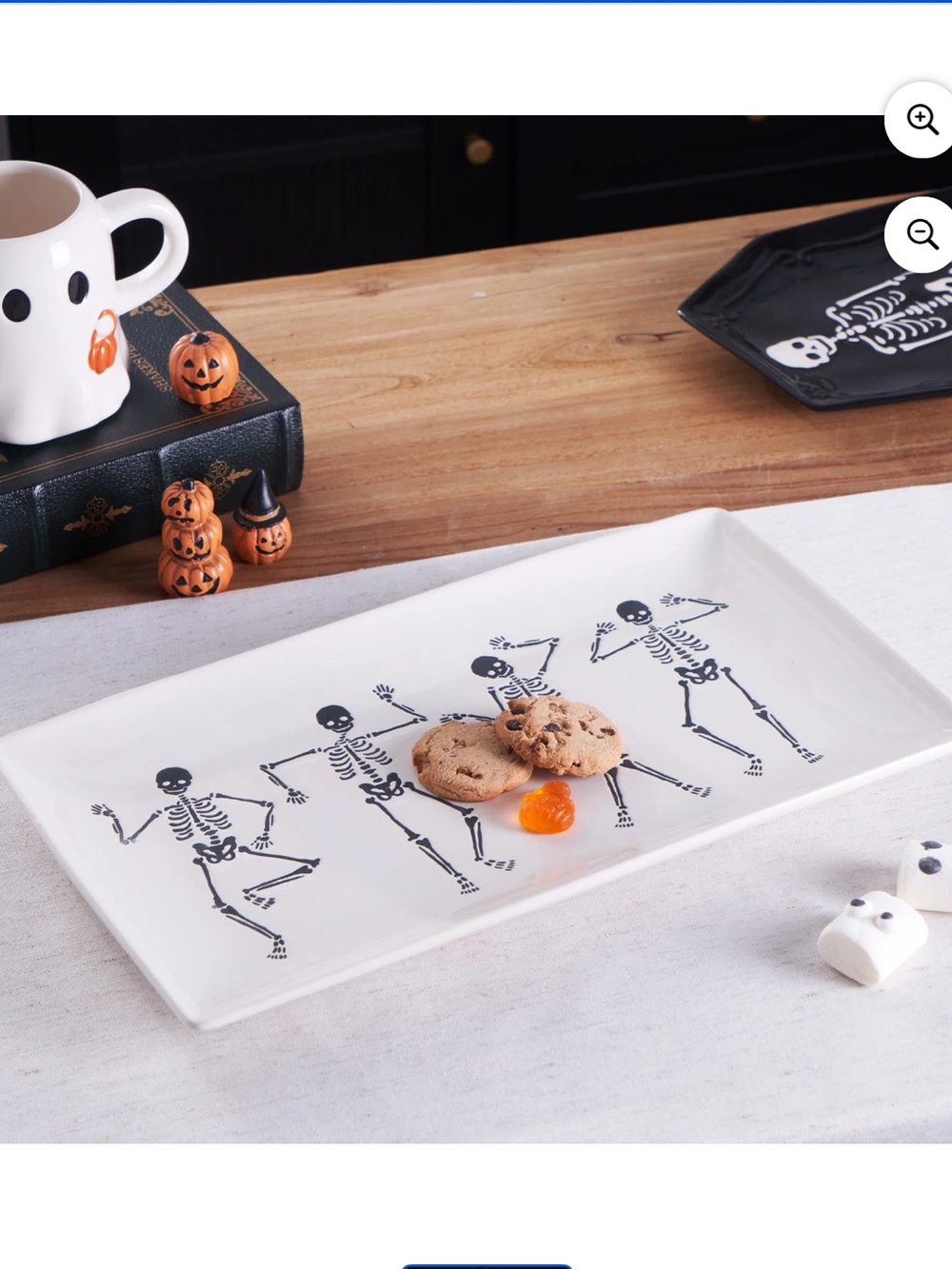 Way to celebrate Halloween skeleton ceramic tray NWT